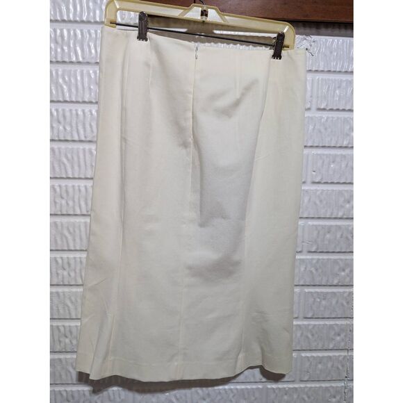 Theory Women's Off-White Zip Back Casual Formal Cotton Blend Pencil Skirt Size 8 - Picture 3 of 6